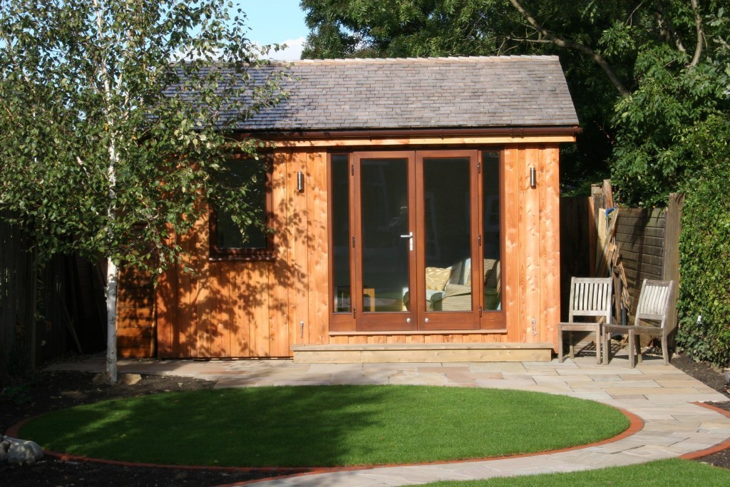 garden office with large french doors