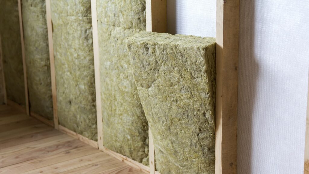 Mineral wool insulation in a timber frame
